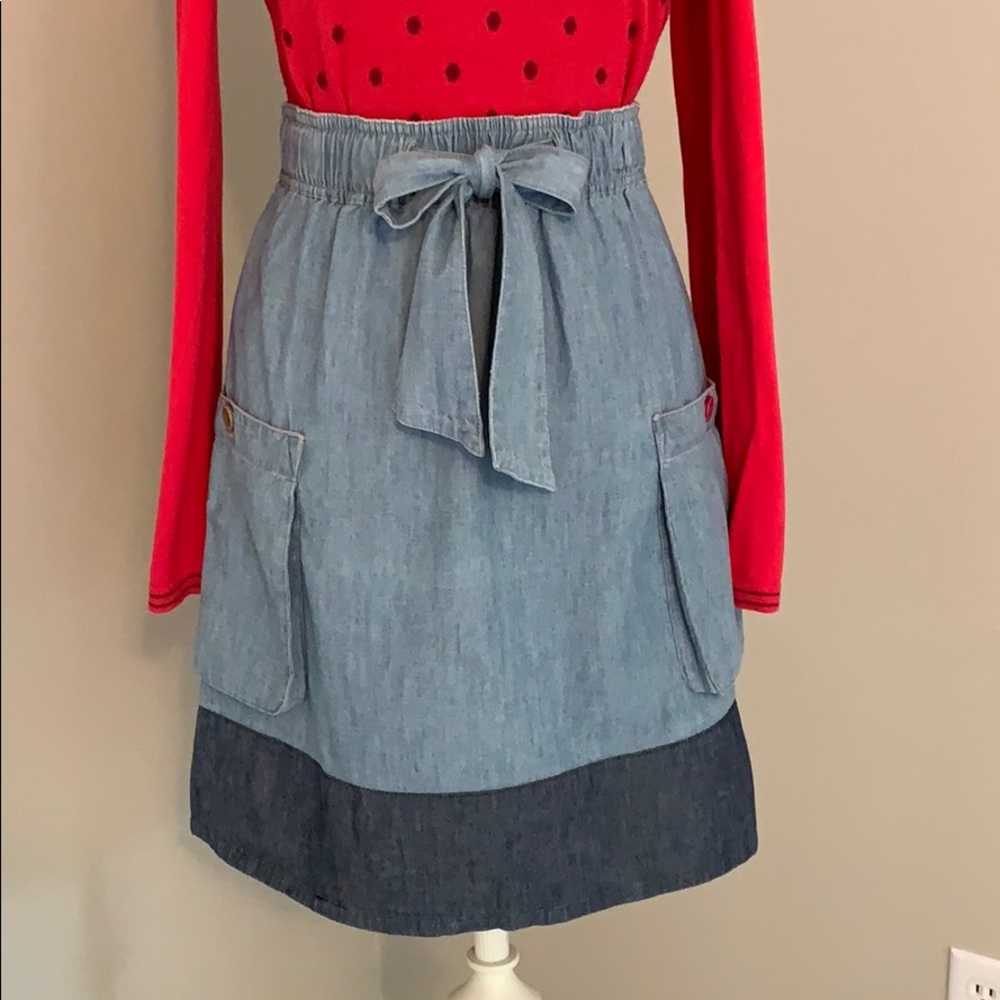 Joules UK Chambray Sash Tie Skirt, XS